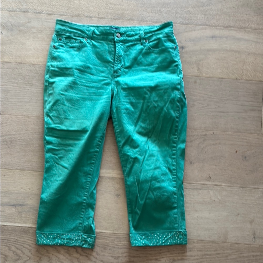 Women's Not Your Daughter’s Jeans Green Cropped Jeans rhinestones 10 NYDJ